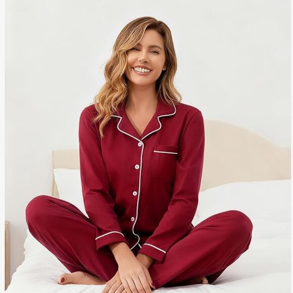 Other - 100% Cotton Pajama Sets for Women 2 Piece Long Sleeve Button Down Size M